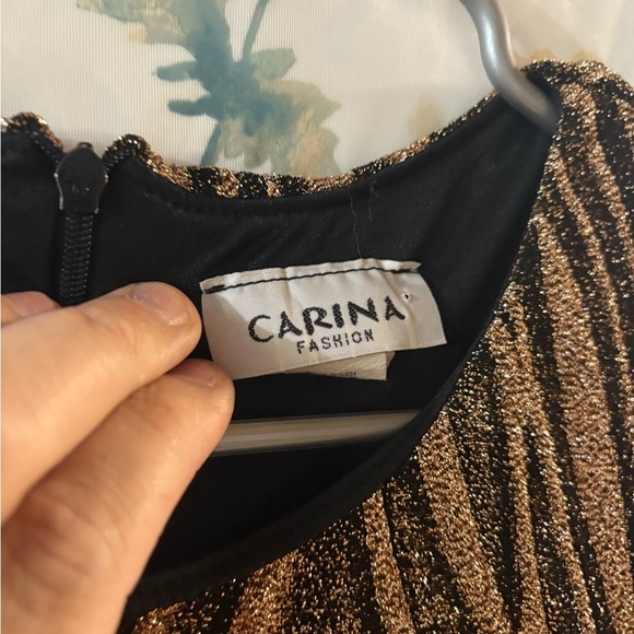 Vintage Black and Gold Zebra Pattern Midi Dress - Picture 4 of 8